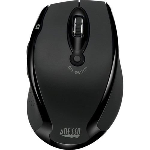 Adesso iMouse M20B - Wireless Ergonomic Optical Mouse - Optical - Wireless - Radio Frequency - Black - USB - 1600 dpi - Scroll Wheel - IMOUSE M20B