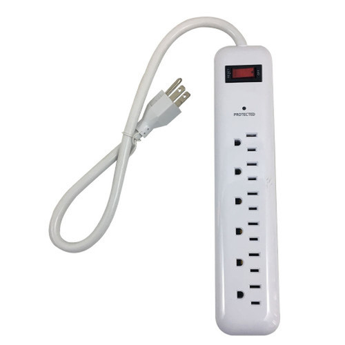 6 Outlet Surge Protector - 400J 15ft Cord - White FN-PB-160-WH
