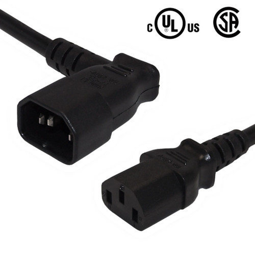 3ft IEC C13 to IEC C14 Right Angle Power Cable - 18AWG SJT FN-PW-100R4-03