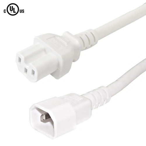 15ft IEC C15 to IEC C14 Power Cable - 14AWG SJT - White FN-PW-101C-15WH