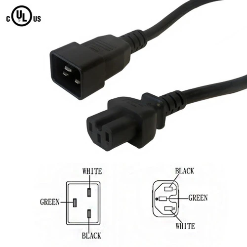 10ft IEC C20 to IEC C15 Power Cable - 14AWG SJT FN-PW-102C-10