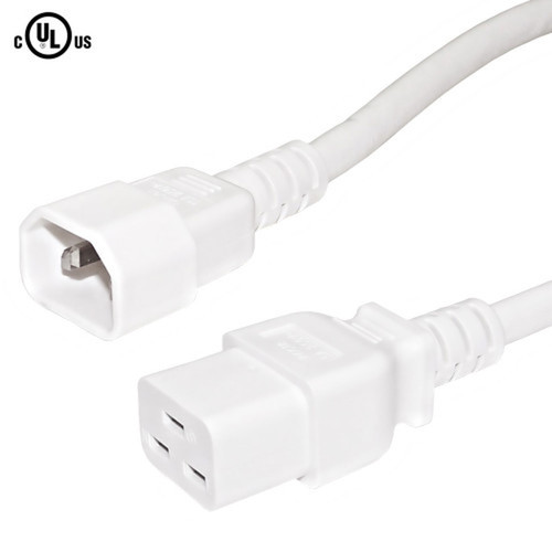 2ft IEC C14 to IEC C19 Power Cable - 14AWG SJT - White FN-PW-120-02WH