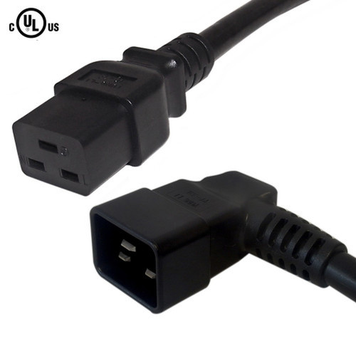 4ft IEC C19 to IEC C20 Left Angle Power Cable - 12AWG SJT FN-PW-125L0-04