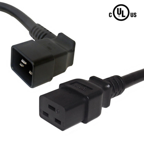 3ft IEC C19 to IEC C20 Right Angle Power Cable - 12AWG SJT FN-PW-125R0-03