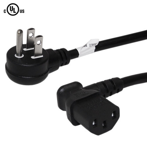 12ft NEMA 5-15P Up Angle to IEC C13 Right Angle Power Cable - 18AWG SJT FN-PW-105UR3-12
