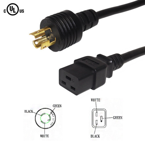 10ft NEMA L5-15P to IEC C19 Power Cable - 14AWG SJT FN-PW-127-10