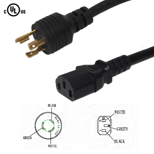 15ft NEMA L6-20P to IEC C13 Power Cable - 14AWG SJT (FN-PW-145-15)