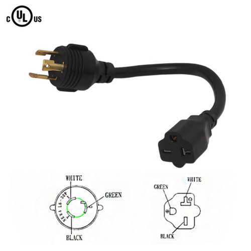 1ft NEMA L6-30P to NEMA 6-20R Power Cable - 12AWG SJT FN-PW-168-01