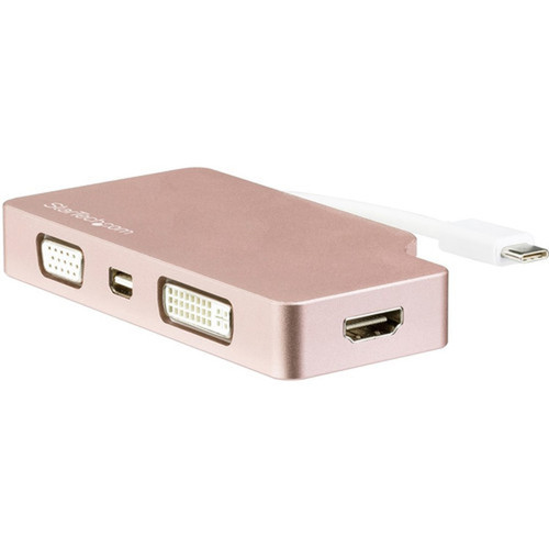 StarTechcom USB-C Multiport Video Adapter - 4-in-1 USB-C to DVI  HDMI  VGA  mDP Video Adapter - Rose Gold - 4K 30 Hz - - 4-in-1 C CDPVDHDMDPRG