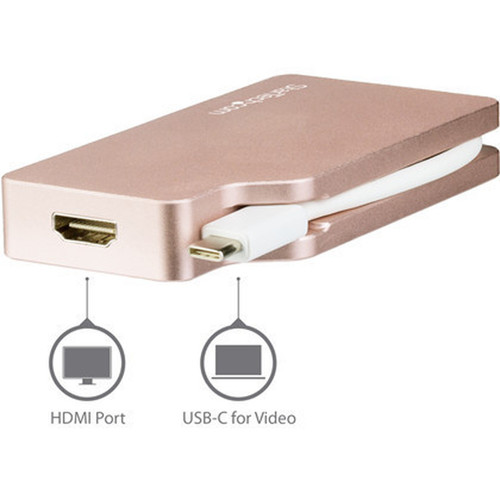 StarTechcom USB-C Multiport Video Adapter - 4-in-1 USB-C to DVI  HDMI  VGA  mDP Video Adapter - Rose Gold - 4K 30 Hz - - 4-in-1 C CDPVDHDMDPRG