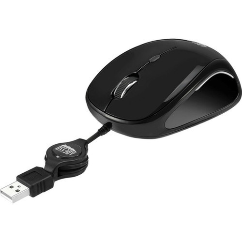 Adesso iMouse S8B - USB Illuminated Retractable Mini Mouse - Optical - Cable - Black - USB 20 - 1600 dpi - Scroll Wheel - 3 Buttons IMOUSE S8B