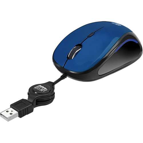 Adesso iMouse S8L - USB Illuminated Retractable Mini Mouse - Optical - Cable - Blue - USB 20 - 1600 dpi - Scroll Wheel - 3 Buttons IMOUSE S8L