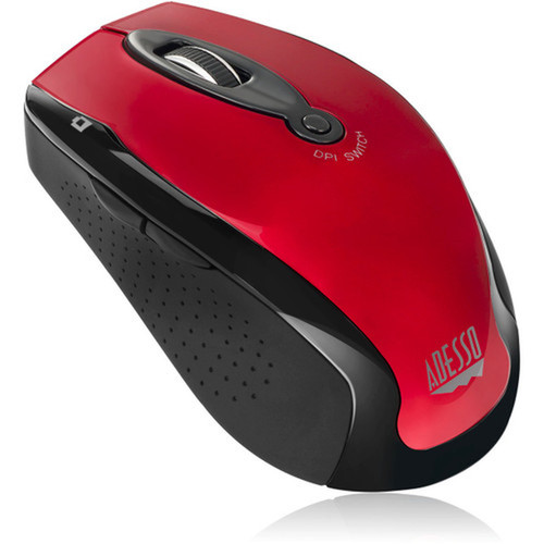 Adesso iMouse M20R - Wireless Ergonomic Optical Mouse - Optical - Wireless - Radio Frequency - Red - USB - 1600 dpi - Scroll Wheel - 6 IMOUSE M20R