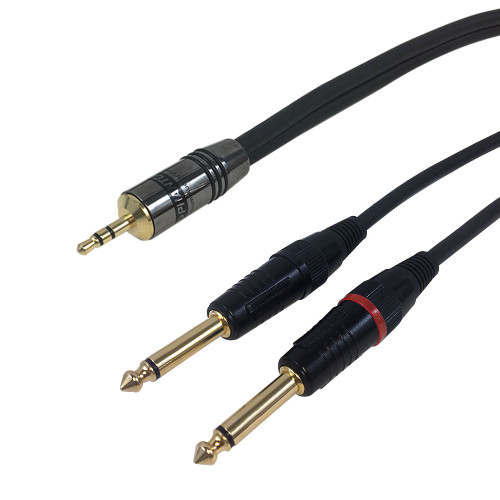 1.5ft Premium Phantom Cables 3.5mm Male to 2x 1/4 inch TS Male Audio Cable FT4 ( Fleet Network )