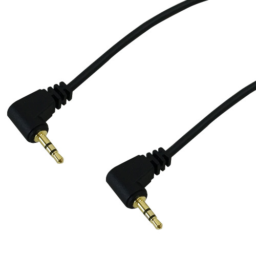 1ft 2.5mm Stereo Male Right Angle to Male Right Angle 28AWG FT4 - Black ( Fleet Network )