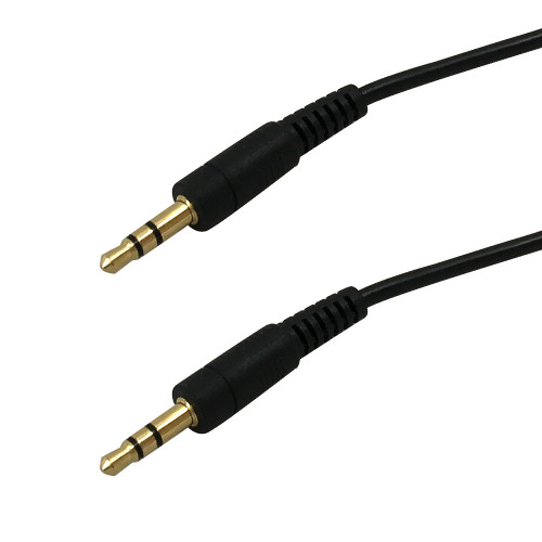 6 inch 3.5mm stereo male to male 28AWG FT4  - Black ( Fleet Network )