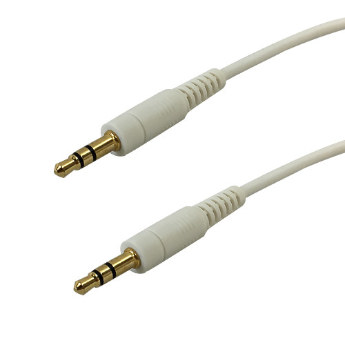 6 inch 3.5mm stereo male to male 28AWG FT4  - White ( Fleet Network )