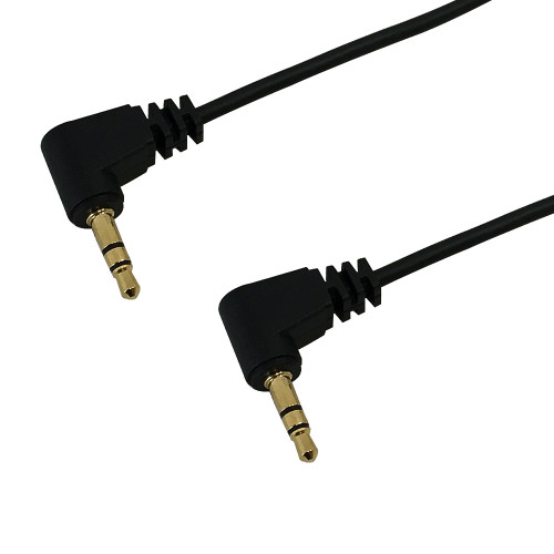 15ft 3.5mm stereo right angle male to right angle male  28AWG FT4  - Black ( Fleet Network )