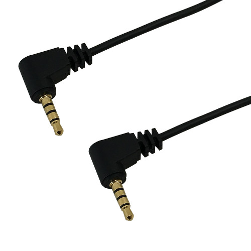 2ft 3.5mm 4C right angle male to right angle male 28AWG FT4  - Black ( Fleet Network )