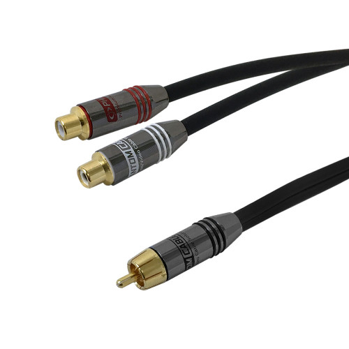 35ft Premium Phantom Cables Single RCA Male to Two RCA Female Audio Cable FT4 ( Fleet Network )