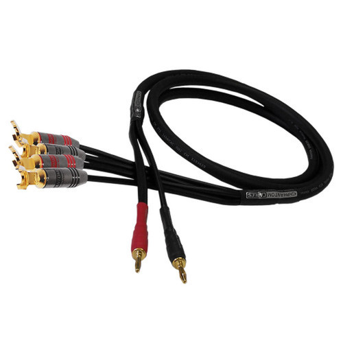 25ft Premium  Banana Clip to Spade Lug Bi-Wire Speaker Cable 14AWG FT4 FN-SP-B2S4C-25