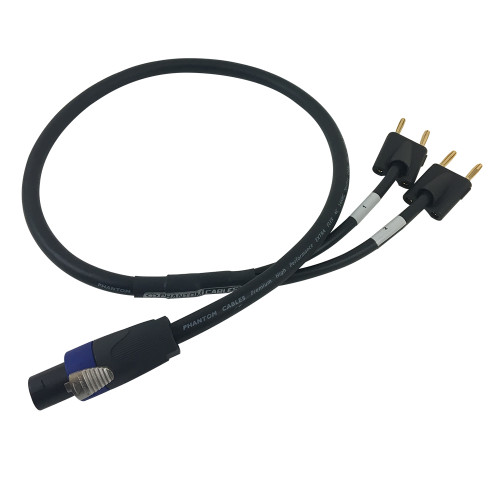 6ft Premium Phantom Cables 4-Pole SpeakON to 2x Dual Banana Clip Speaker Cable 12AWG FT4 ( Fleet Network )