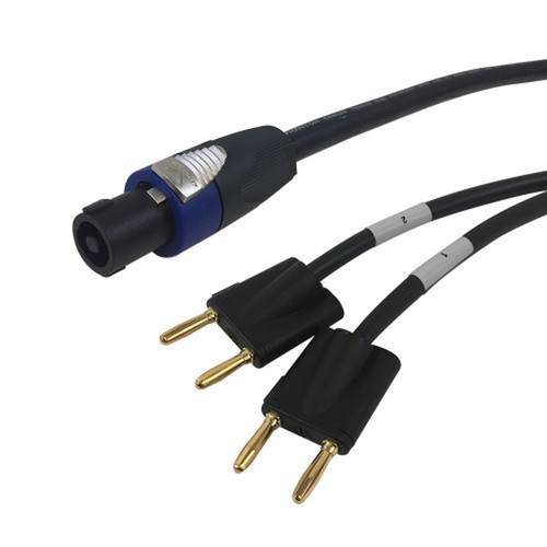 15ft Premium  4-Pole SpeakON to 2x Dual Banana Clip Speaker Cable 12AWG FT4 FN-SP-Q1B4D-15