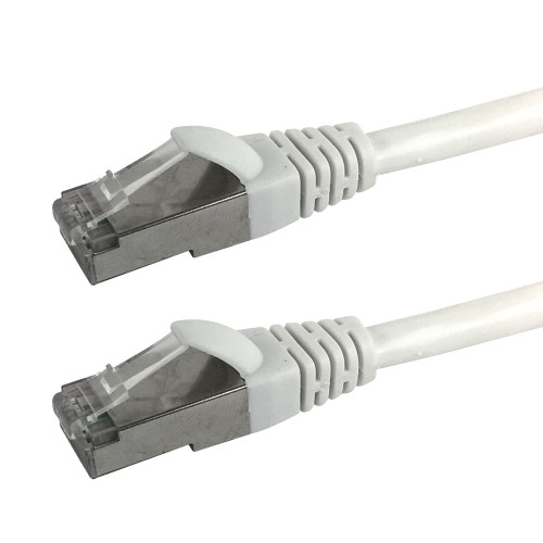 7ft RJ45 Cat6 Stranded Shielded 26AWG Molded Patch Cable CMR - White ( Fleet Network )