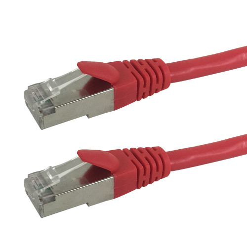 50ft RJ45 Cat6 Stranded Shielded 26AWG Molded Patch Cable CMR - Red ( Fleet Network )