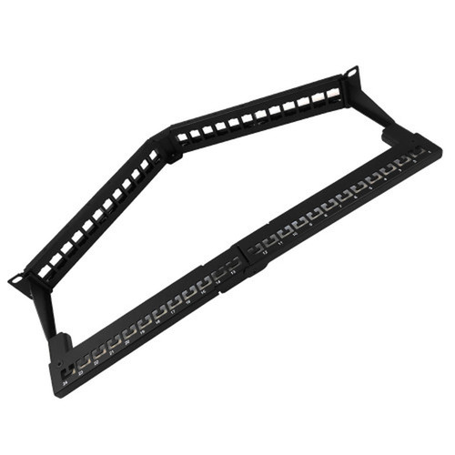 24-port Angled Keystone Patch Panel 19 Rackmount 1U with Cable Manager - Unloaded FN-PP-24KAU-1U