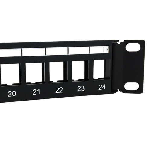 24-port Angled Keystone Patch Panel 19 Rackmount 1U with Cable Manager - Unloaded FN-PP-24KAU-1U