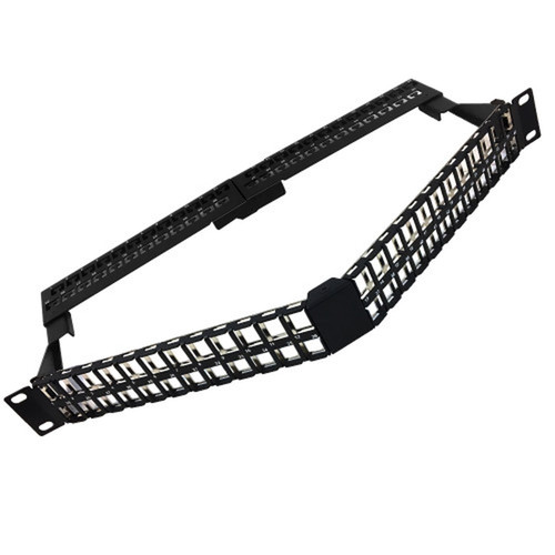 48-port Shielded Angled Keystone Patch Panel 19 Rackmount 1U with Cable Manager - Unloaded FN-PP-48KAS-1U