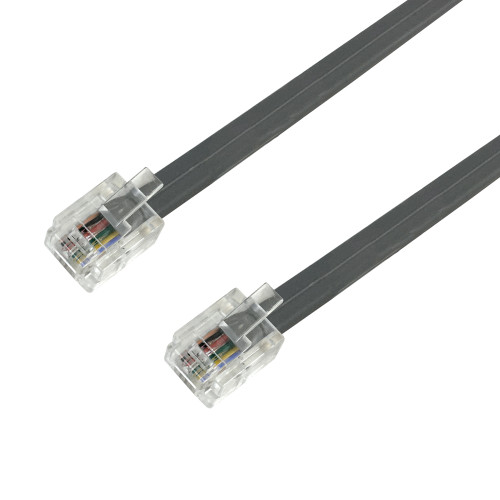 15ft RJ12 Modular Data Cable Straight Through 6P6C - Silver Satin ( Fleet Network )
