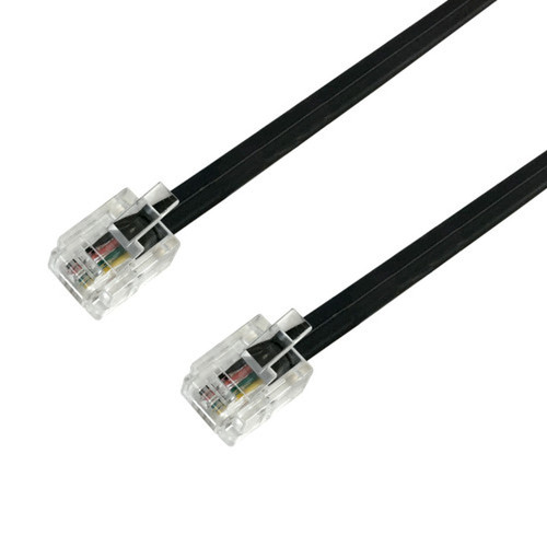 1ft RJ11 Modular Telephone Cable Cross-Wired 6P4C - Black FN-PH-200-01BK