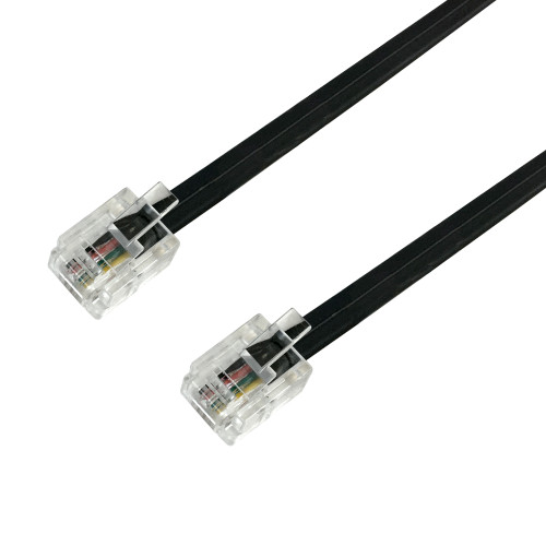 7ft RJ11 Modular Telephone Cable Cross-Wired 6P4C - Black ( Fleet Network )