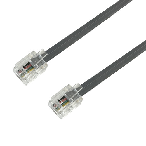 7ft RJ11 Modular Telephone Cable Cross-Wired 6P4C - Silver Satin ( Fleet Network )