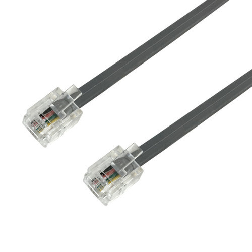 50ft RJ11 Modular Telephone Cable Cross-Wired 6P4C - Silver Satin FN-PH-200-50SL