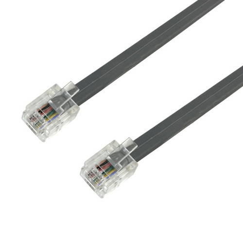 1ft RJ12 Modular Telephone Cable Cross-Wired 6P6C - Silver Satin FN-PH-210-01SL