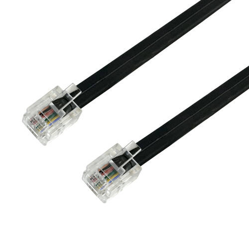 7ft RJ12 Modular Telephone Cable Cross-Wired 6P6C - Black ( Fleet Network )