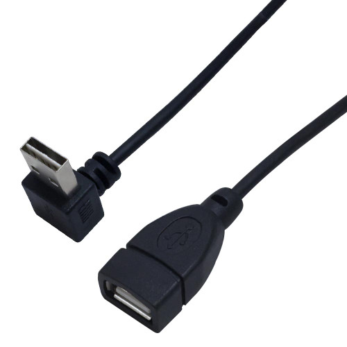 3ft USB 2.0 A Up/Down Angle Male to A Straight Female Cable - Black ( Fleet Network )