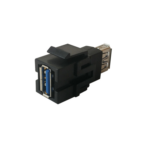 USB A/A Keystone Wall Plate Insert - 3.0 - Black ( Fleet Network )