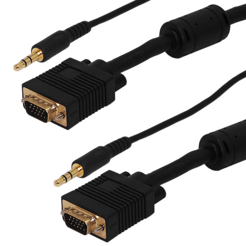 1ft Premium SVGA + 3.5mm Audio Cable HD15 Male to Male CL2/FT4 Rated ( Fleet Network )