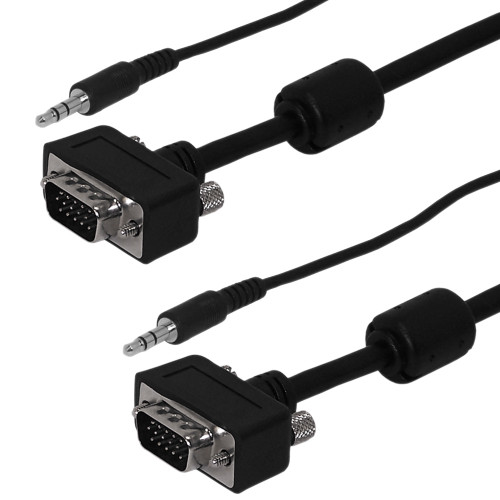 50ft Premium Ultra-Thin LCD SVGA + 3.5mm Audio Cable HD15 Male to Male CL2/FT4 Rated ( Fleet Network )