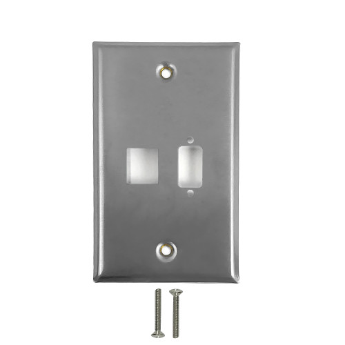 Wall Plate Single Gang, 1x DB9, 1x Keystone - Stainless Steel ( Fleet Network )