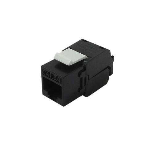 RJ45 CAT6A Slim Profile 180 Degree Jack 110 Punch-Down Style or Tool-Less - Black FN-JK-C6A-BK