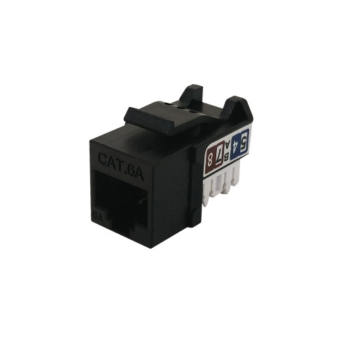 RJ45 CAT6A Slim Profile Jack, 110 Punch-Down - Black ( Fleet Network )