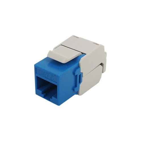 RJ45 Cat6 Slim Profile 180 Degree Jack 110 Punch-Down or Tool-Less - Blue FN-JK-C6PB1-BL