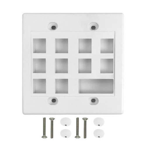 Wall Plate 10-Port Keystone  1-Port Dual Keystone Double Gang - White FN-WP-10P1D-WH