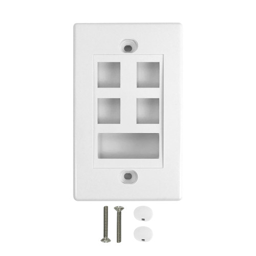 Wall Plate, 4-Port Keystone + 1-Port Dual Keystone, White ( Fleet Network )