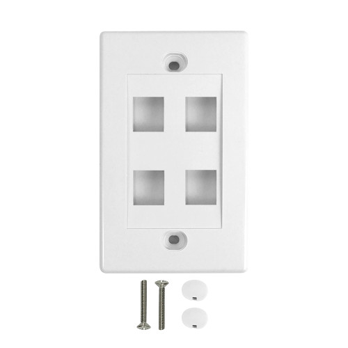 Wall Plate, 4-Port Keystone - White ( Fleet Network )